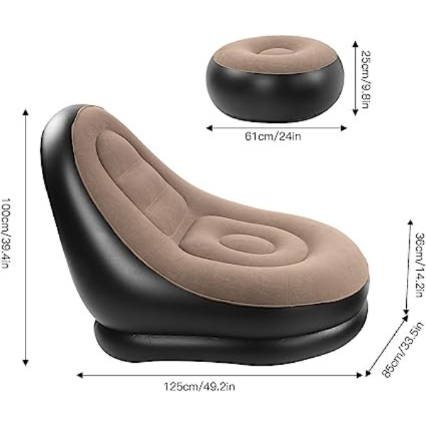 Poltrona Inflável Ultra Lounge Com Pufe Sofá