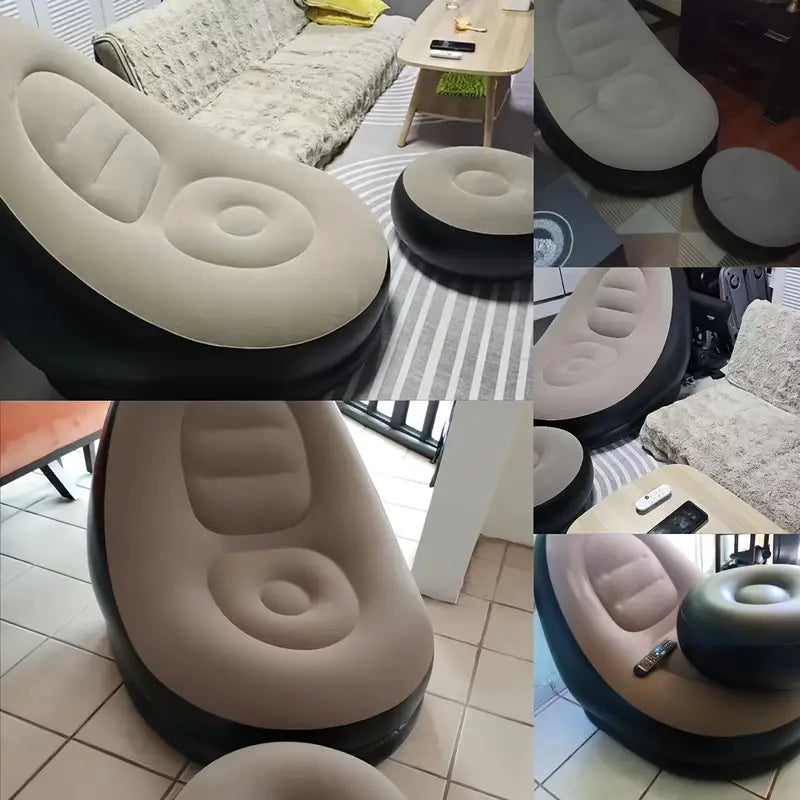 Poltrona Inflável Ultra Lounge Com Pufe Sofá