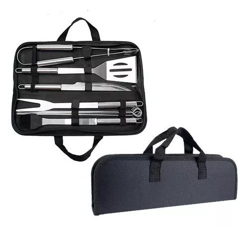 Kit Churrasco - 9 Peças de Inox com Maleta