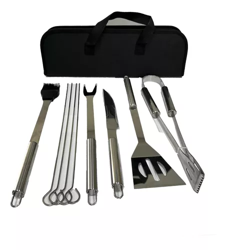 Kit Churrasco - 9 Peças de Inox com Maleta