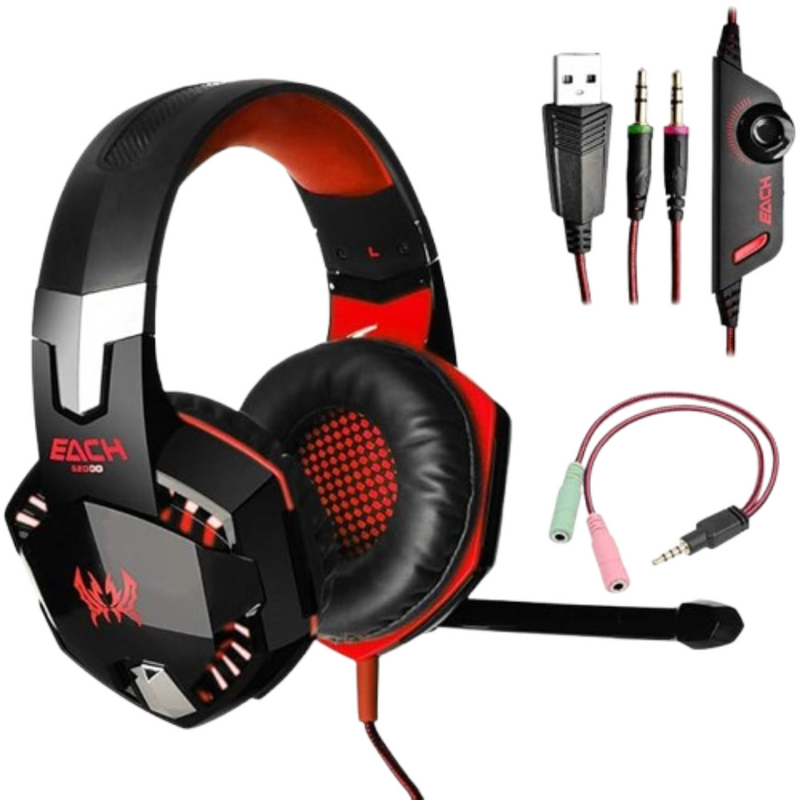 Headset Gamer Led com Microfone