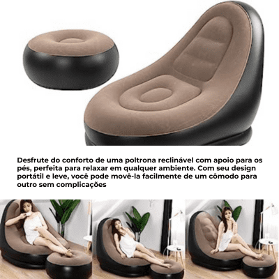 Poltrona Inflável Ultra Lounge Com Pufe Sofá