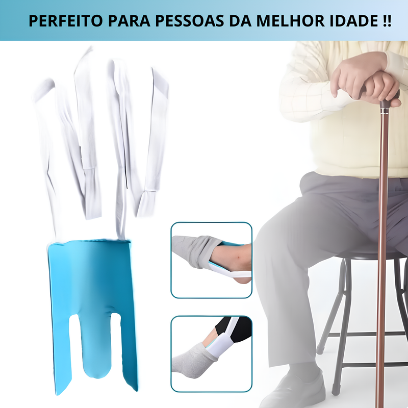 Dispositivo fácil de calçar meias.