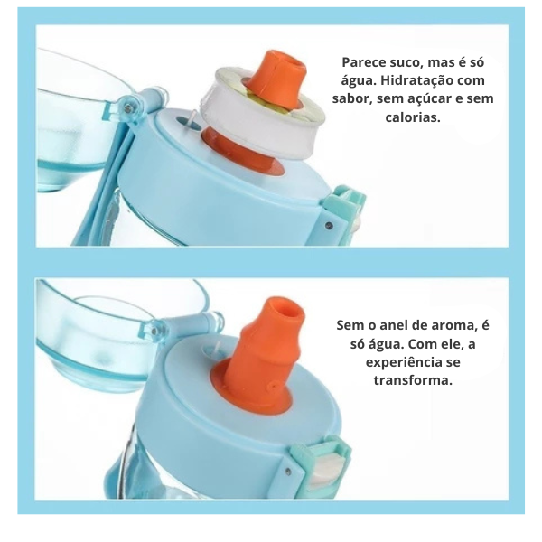 Garrafa de Água AQUASENSE + 2 Anéis de Aroma - Hidratação Fácil e Inovadora