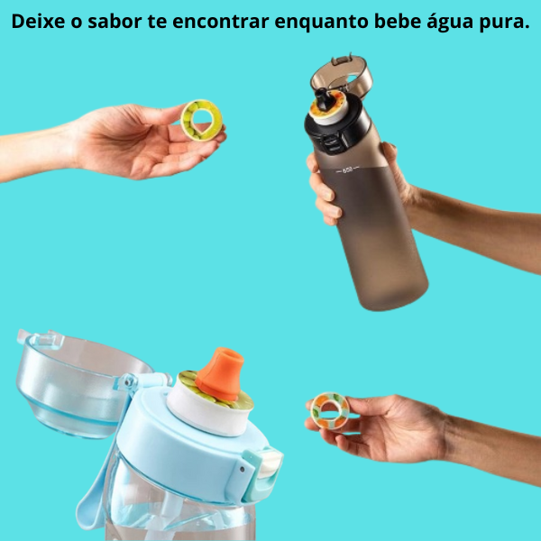 Garrafa de Água AQUASENSE + 2 Anéis de Aroma - Hidratação Fácil e Inovadora