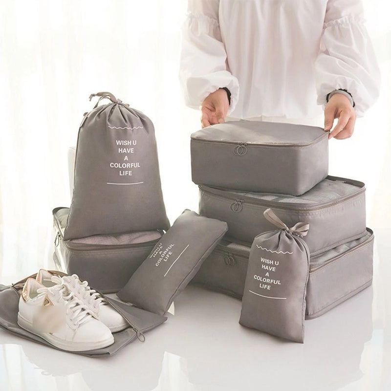 Kit 7 Peças Bolsas Organizadoras Para Mala/Mochila