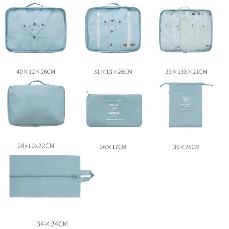 Kit 7 Peças Bolsas Organizadoras Para Mala/Mochila