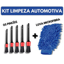 Kit Para Lavagem Automotiva - 5 Pincéis de Detalhamento + 1 Luva de Microfibra