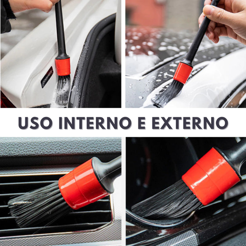 Kit Para Lavagem Automotiva - 5 Pincéis de Detalhamento + 1 Luva de Microfibra