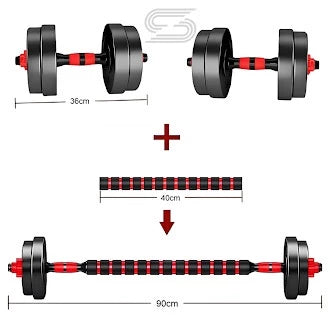 Kit 6 em 1 de Halteres, Barra e Kettlebell - Peso para Musculação e Treino em Casa