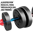 Kit 6 em 1 de Halteres, Barra e Kettlebell - Peso para Musculação e Treino em Casa