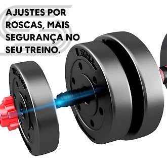 Kit 6 em 1 de Halteres, Barra e Kettlebell - Peso para Musculação e Treino em Casa