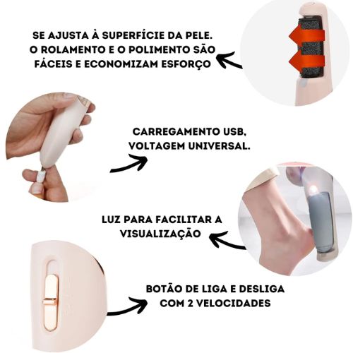 Lixadeira portátil de calos para pés